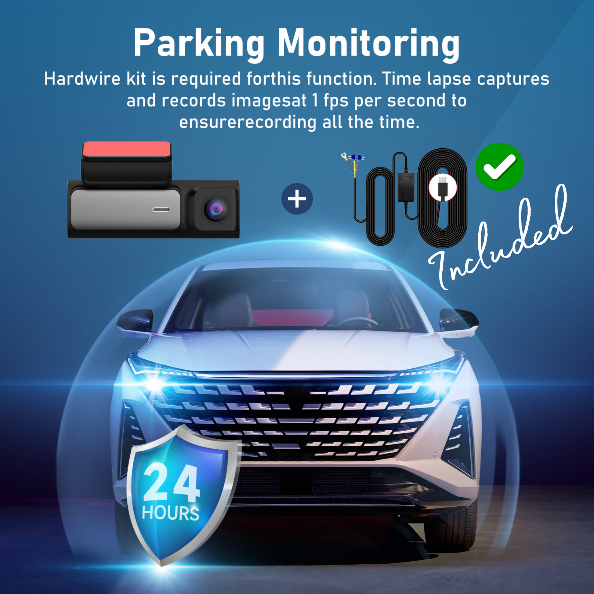 TRUE MATES 2-Channel 4K Dash Cam (128GB & Hardwire Kit) — 4K Front + 2K Rear | 24/7 Parking Guard for Cars, SUVs, Minivans & Pickups