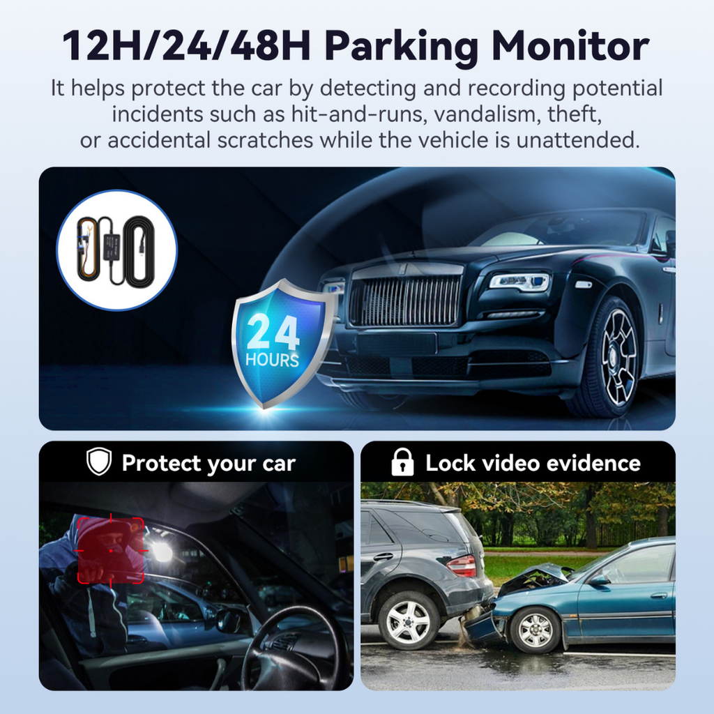 TRUE MATES 3-Channel 4K Dash Cam (128GB & Hardwire Kit) — 4K Front + 1K Inside & Rear | 24/7 Parking Guard for Cars, SUVs, Minivans & Pickups