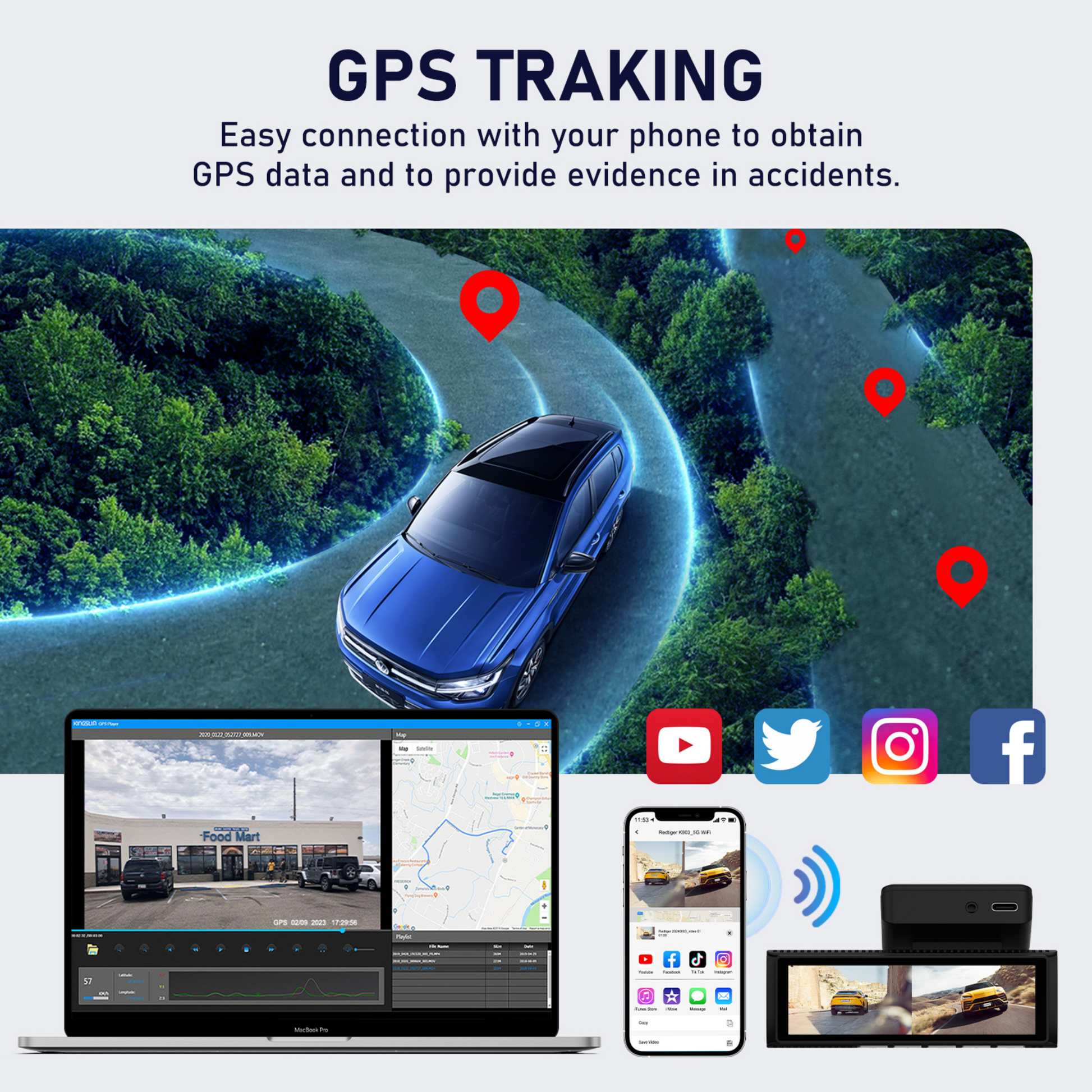 TRUE MATES 2-Channel 4K Dash Cam (128GB & Hardwire Kit) — 4K Front + 2K Rear | 24/7 Parking Guard for Cars, SUVs, Minivans & Pickups